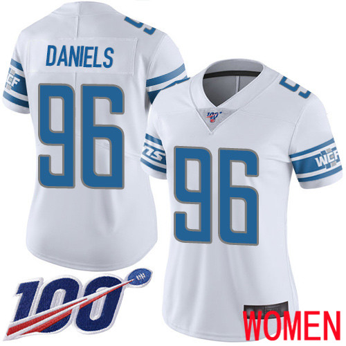 Detroit Lions Limited White Women Mike Daniels Road Jersey NFL Football #96 100th Season Vapor Untouchable->women nfl jersey->Women Jersey